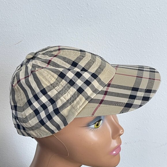 BURBERRY Cap Casual Check Beige Monogram Cap Vintage brown cap - Picture 1 of 14